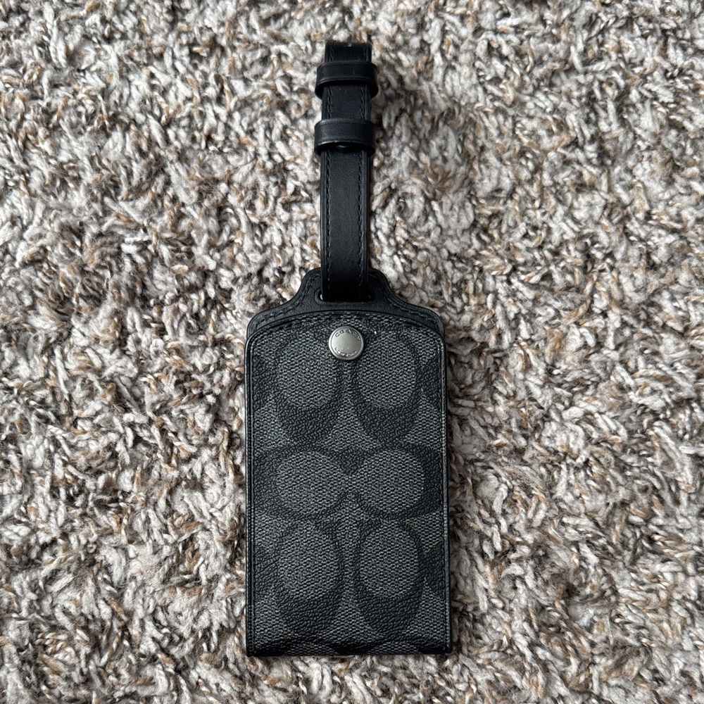 Coach Black Leather Luggage Tag